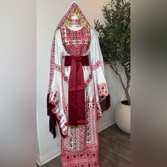 Dresses & Skirts - Womens Henna Satin Dress Red and White Size Small/Medium 4-6